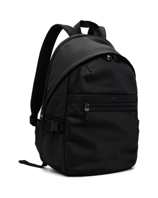 HUGO Black Twill Logo Lettering Backpack for men