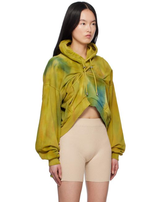 Collina Strada Yellow Khaki Draped Hoodie
