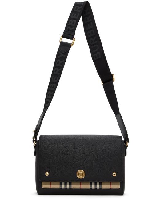 Burberry Leather Vintage Check Note Crossbody Bag in Black Lyst