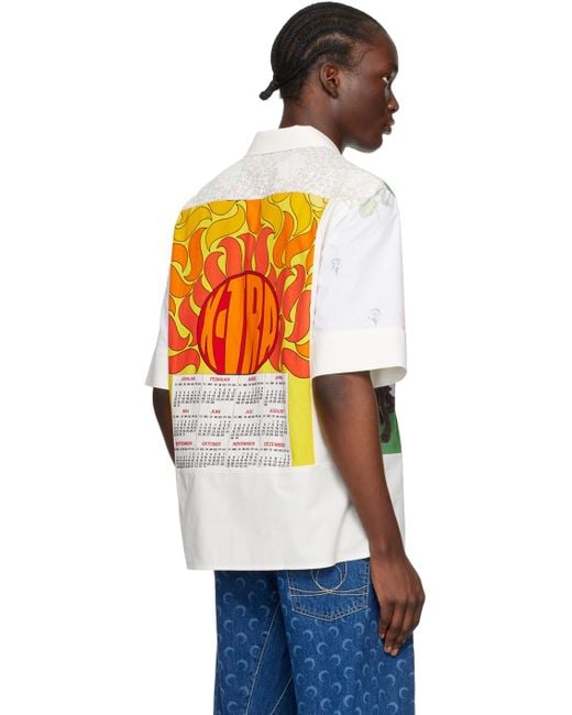 MARINE SERRE Green Regenerated Household Linen Calendar Shirt for men