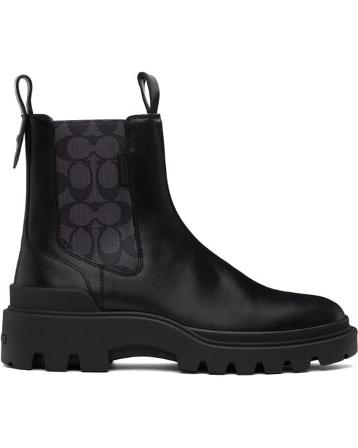 COACH Black Colson Signature Chelsea Boots for men