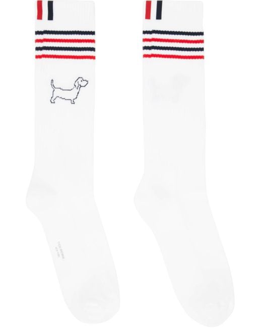 Thom Browne White Hector Icon Athletic Socks for men