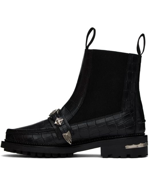 Toga Virilis Black Croc Chelsea Boots for men