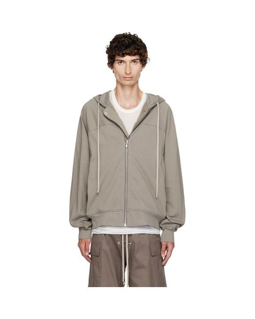 Rick Owens Gray Taupe Tower Windbreaker Hoodie for men
