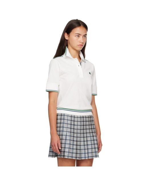 Burberry White Cropped Cotton Tennis Polo