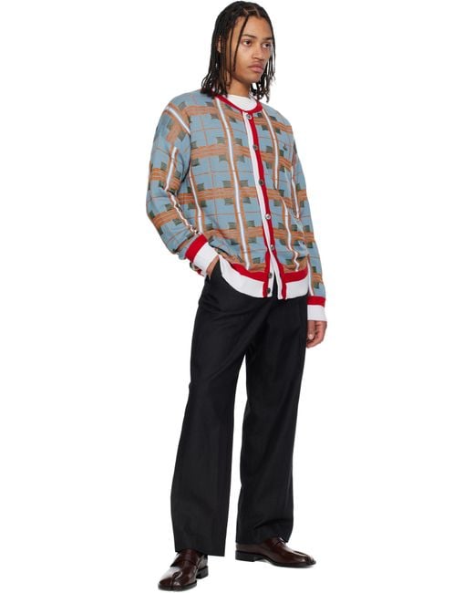 メンズ Vivienne Westwood ブルー タータン カーディガン Red