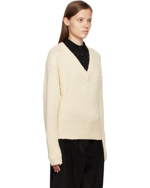 Totême  Black Toteme Off-white Textured Sweater