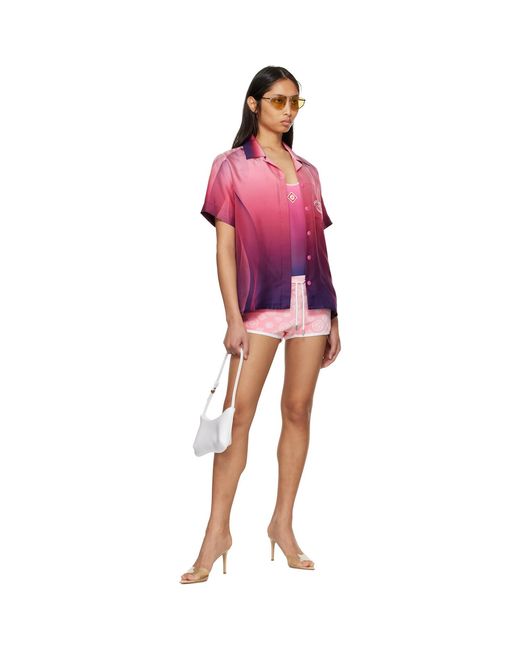 Casablanca Red Gradient Short Sleeve Silk Shirt