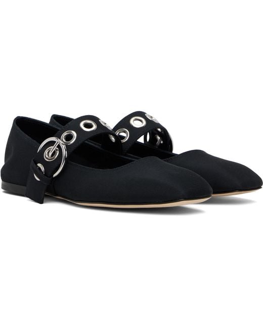 Aeyde Black Uma Eyelet Mary-Jane Ballerina Flats