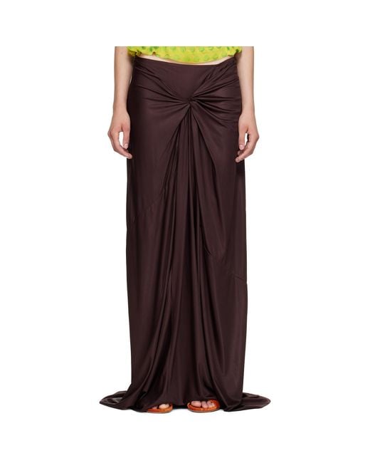 Dries Van Noten Brown Burgundy Humila Maxi Skirt