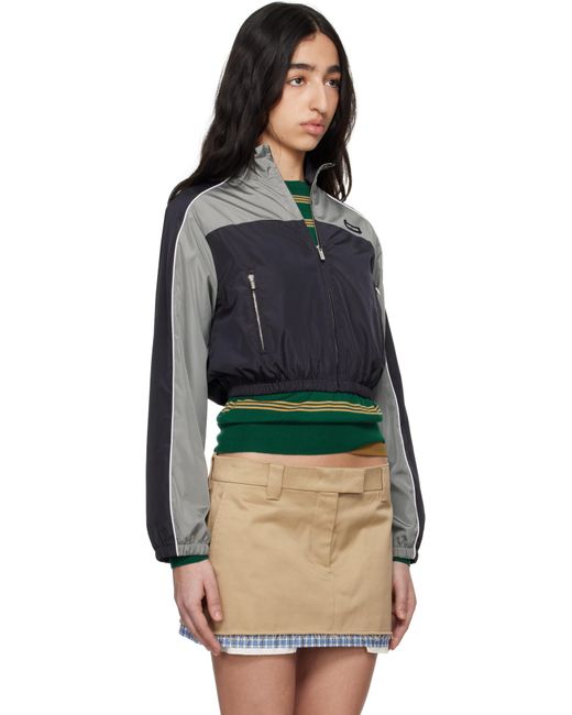 Miu Miu Black Technical Silk Zipper Blouson Jacket