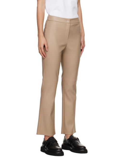 Max Mara Natural Beige Sublime Faux-leather Trousers
