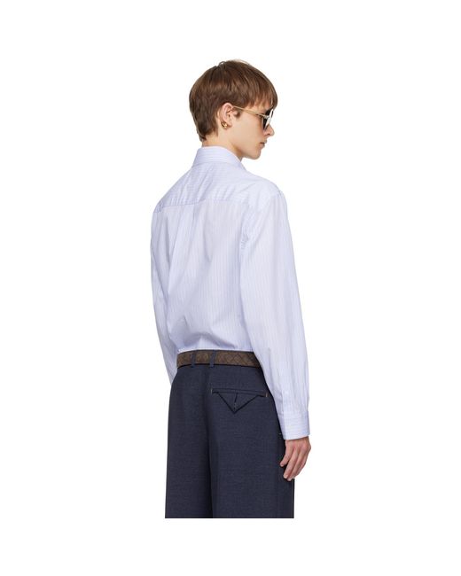 Bottega Veneta White Stripe Cotton Poplin Shirt for men