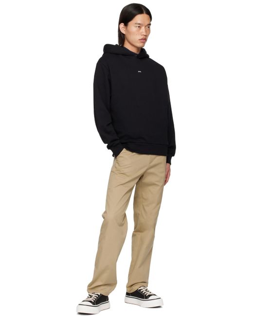 A.P.C. Black Boxy Printed Micro Logo Hoodie for men