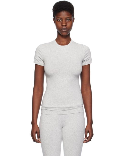 Skims Gray Cotton Jersey Tshirt in Black Lyst