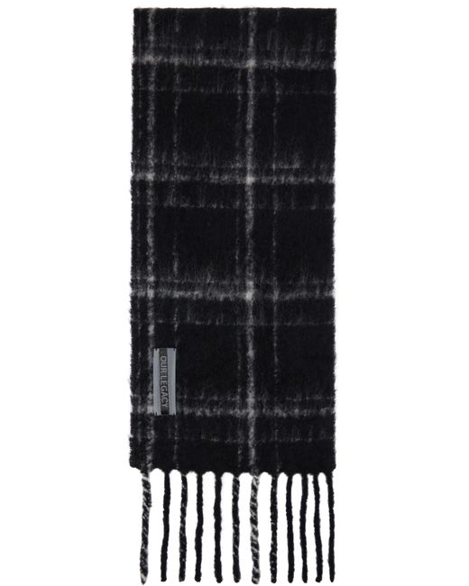 Our Legacy Black Alpaca-Blend Jacquard Check Fringed Scarf