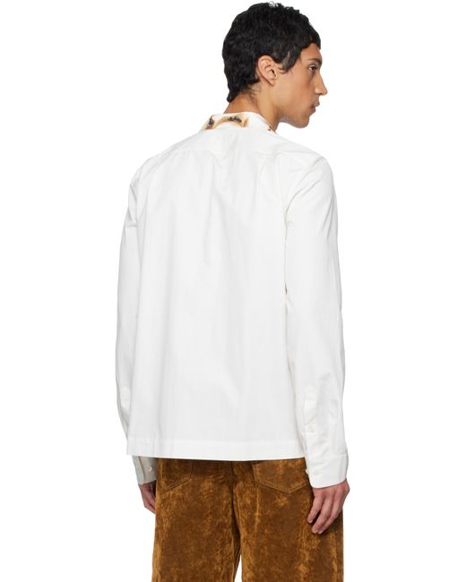 Dries Van Noten White Embroidered Cotton Shirt for men