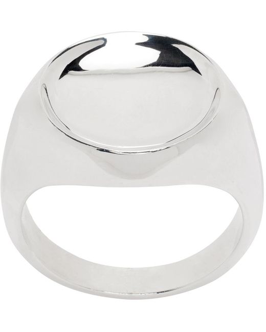 Bottega Veneta White Silver Signet Ring for men
