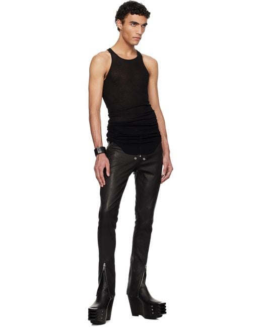 メンズ Rick Owens ブラック Hollywood Tyrone Bela レザー