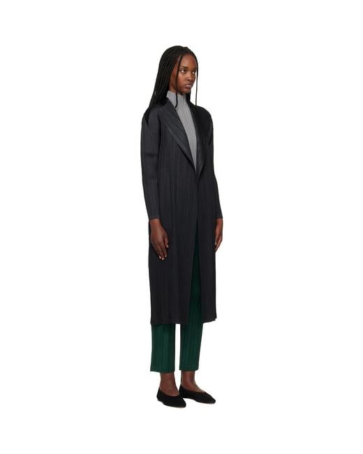 Pleats Please Issey Miyake Black Facade Coat