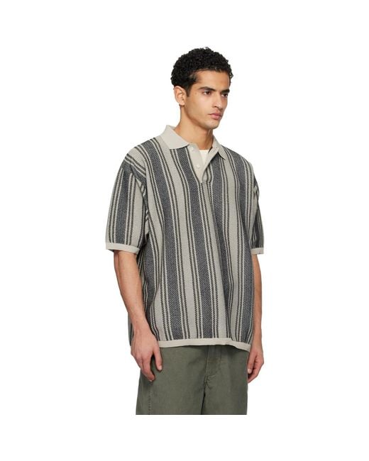 Nanamica Gray Ooal Knit Sweater Polo for men