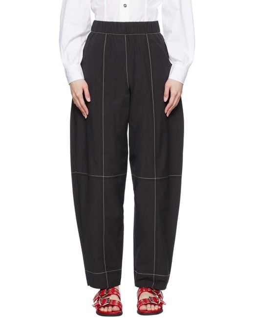 Ganni Black Elasticated Curve Trousers