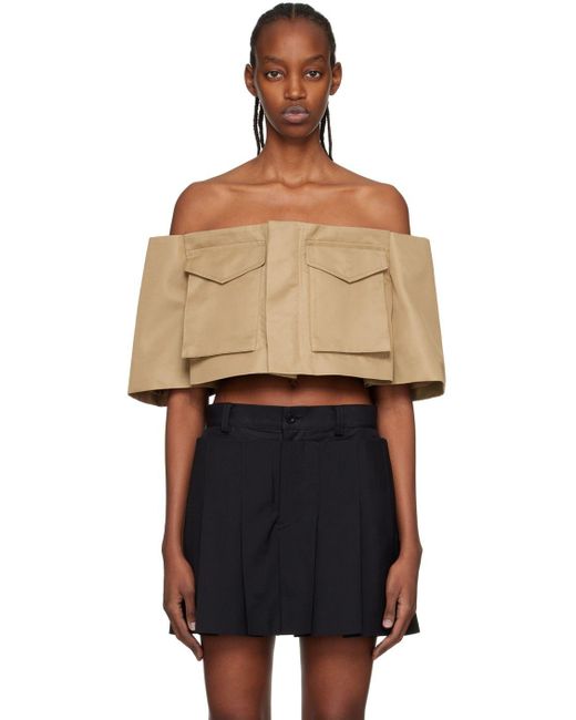 Sacai Beige Off-the-shoulder Bustier in Black | Lyst