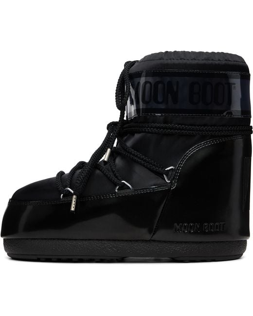 Moon Boot Black Icon Low Glance Satin Boots