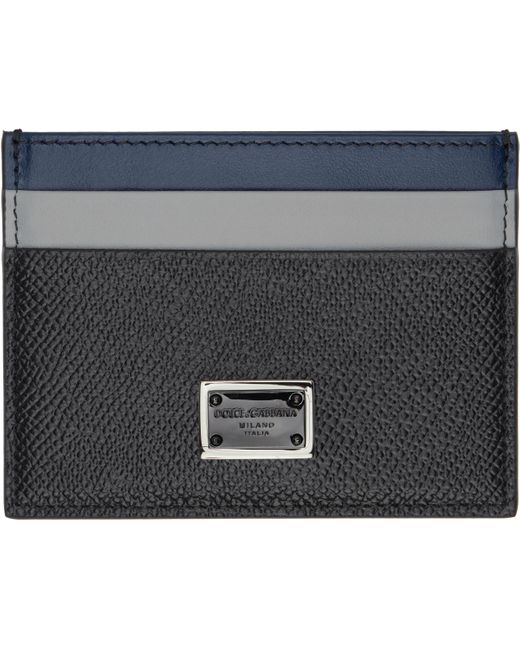メンズ Dolce & Gabbana ブラック＆ブルー Dauphine カードケース Gray