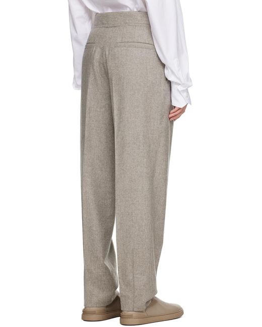 Zegna White Gray Pleated Trousers