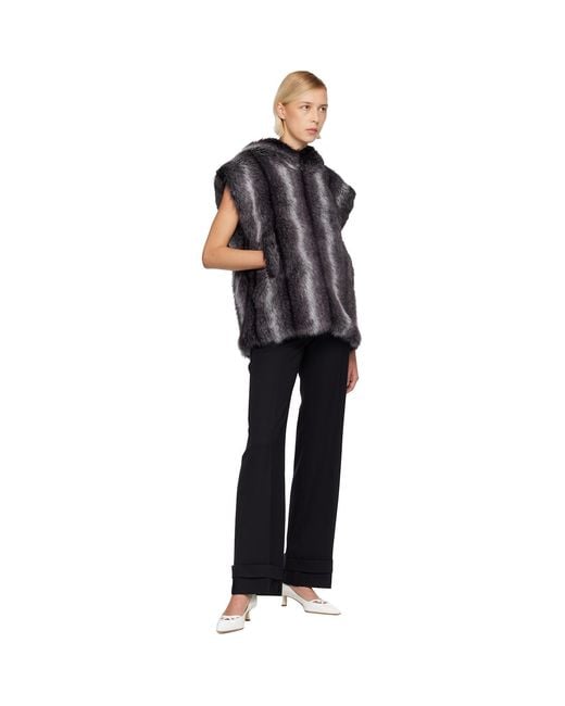Anna Sui Black Ssense Exclusive Sleeveless Faux-Mink Hoodie