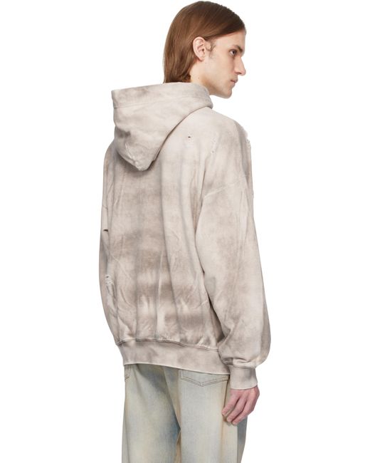 Feng Chen Wang Natural Sandwashed Ripped Hoodie for men
