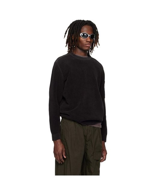 C P Company Black Cotton Chenille Lens Sweater for men