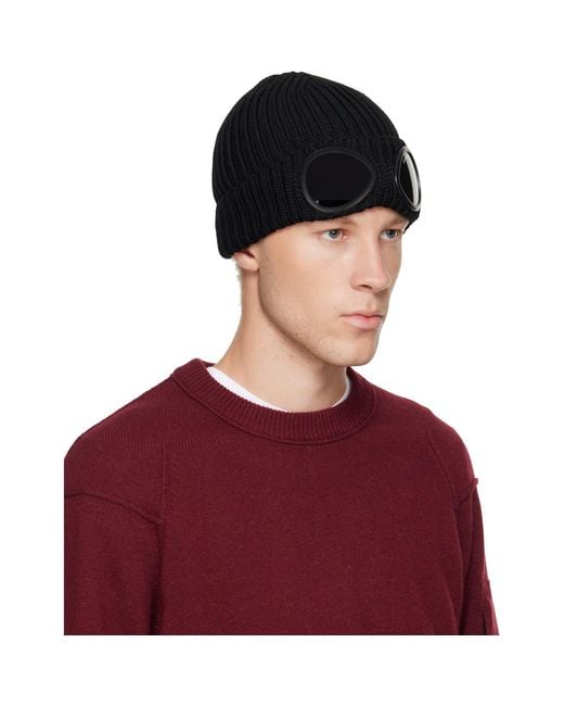 C P Company Purple Extrafine Merino Wool Goggle Beanie for men