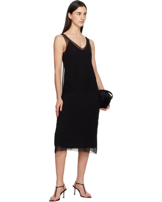 Totême  Black Chiffon Slip Midi Dress