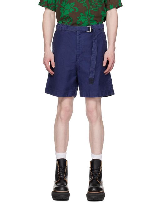 Sacai Blue Belted Shorts for men