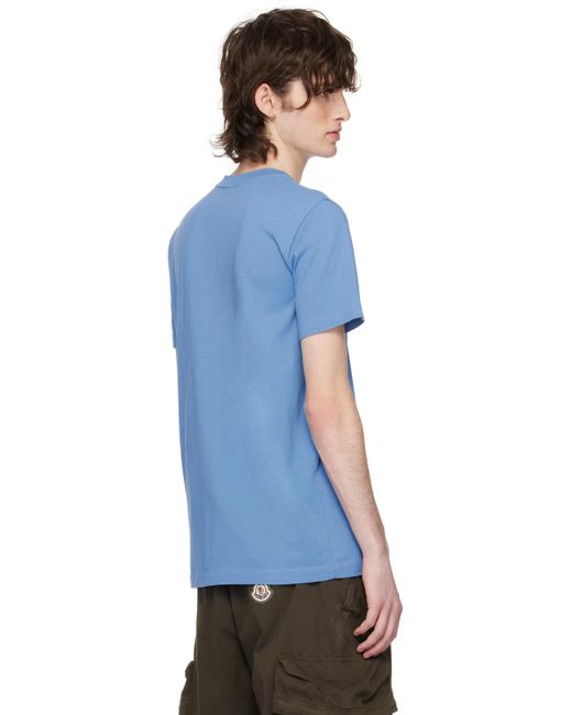 Moncler Blue Flocked T-shirt for men