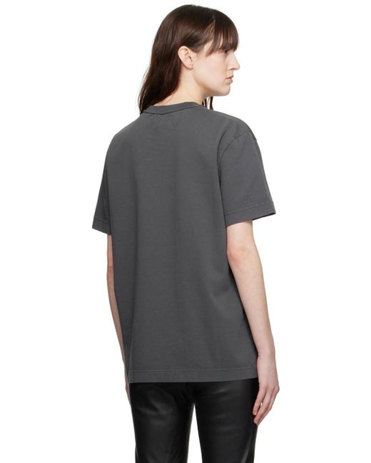 T-shirt gris à logo imprimé Alexander Wang en coloris Black