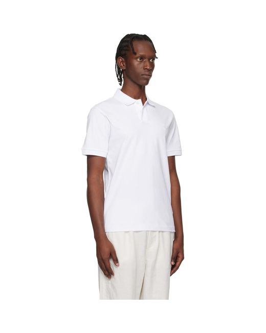 Boss White Stretch-Cotton Slim-Fit Polo for men