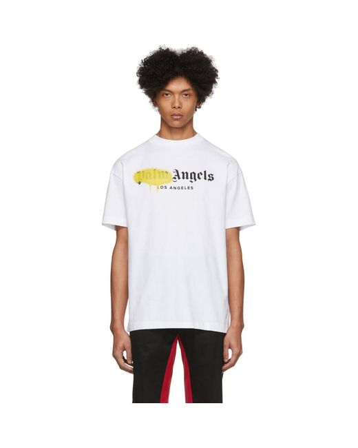 メンズ Palm Angels ホワイト Los Angeles スプレー T シャツ White
