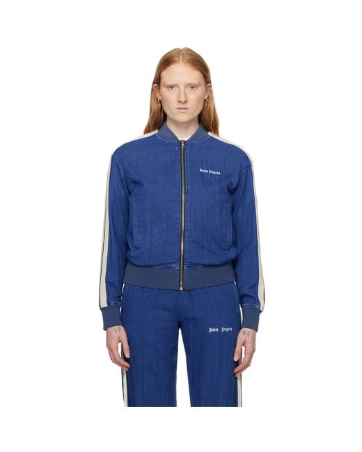 Palm Angels Blue Embroidered Track Jacket
