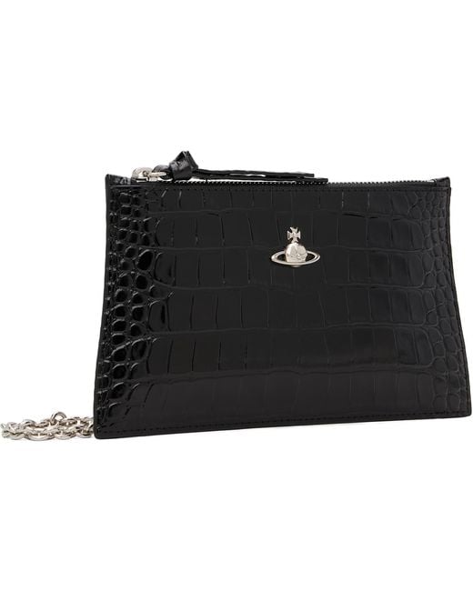 Vivienne Westwood Black Small Flat Zip Clutch
