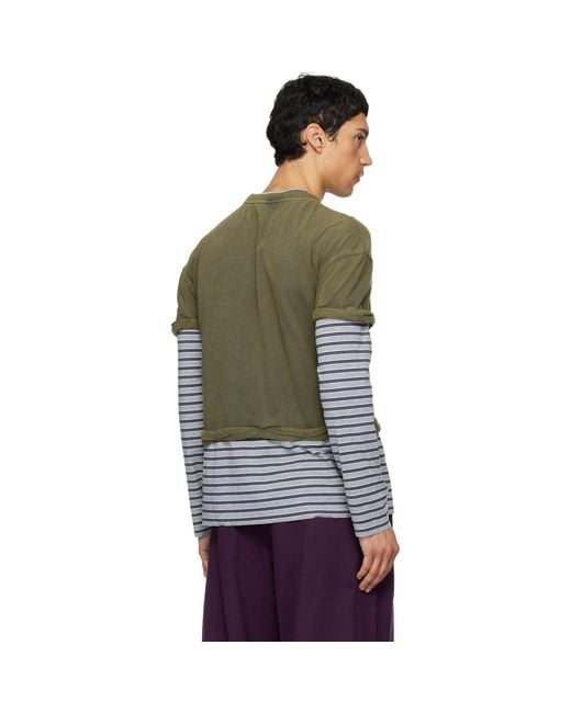 we11done Gray Layered Stripe Long-Sleeve T-Shirt for men