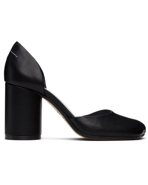 MM6 by Maison Martin Margiela Black Shiny Vegetable Tanned Leather Court Heels