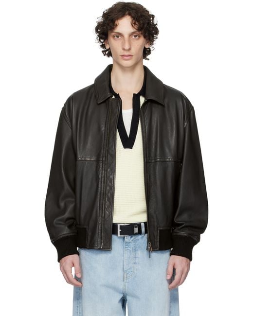 Boss Black Zip Leather Jacket for men
