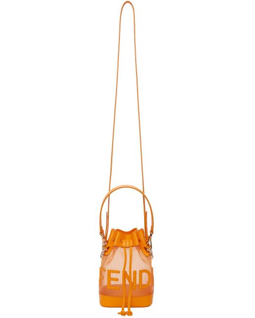 Fendi Orange Mesh Mini Mon Tresor Bucket Bag