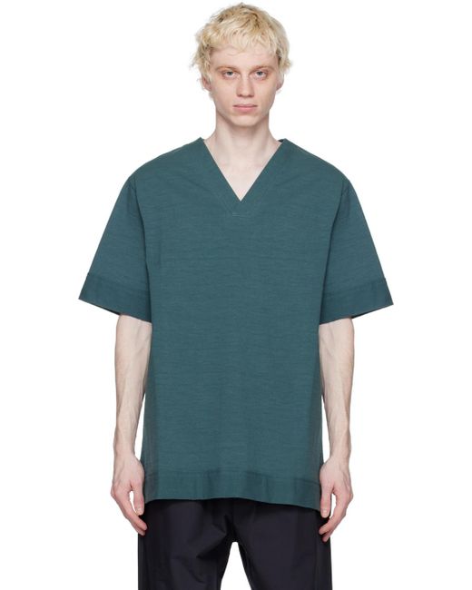 Jil Sander Blue Green V-neck T-shirt for men