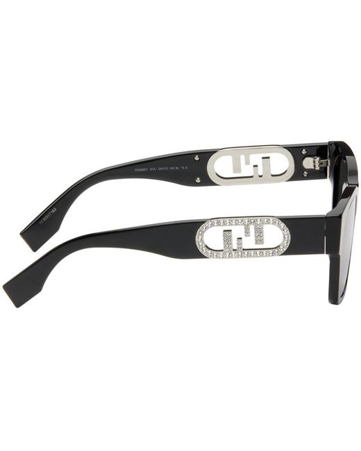 Fendi Black Crystal-cut Sunglasses