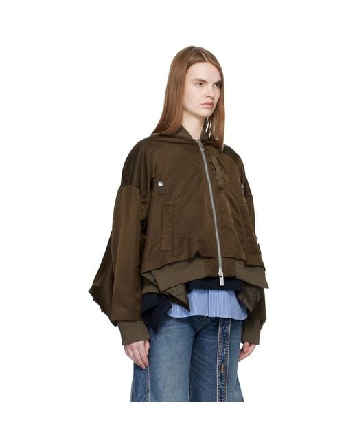 Sacai Brown Nylon Twill Bomber Jacket