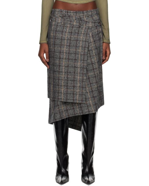 R13 Black Wrap Midi Skirt